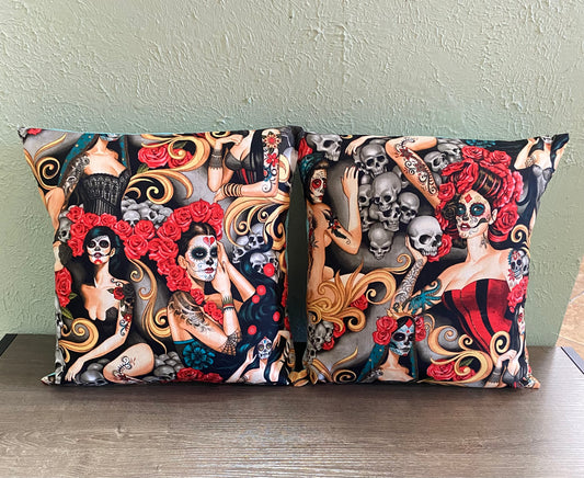 “Day of the dead” Set of 2 throw pillows