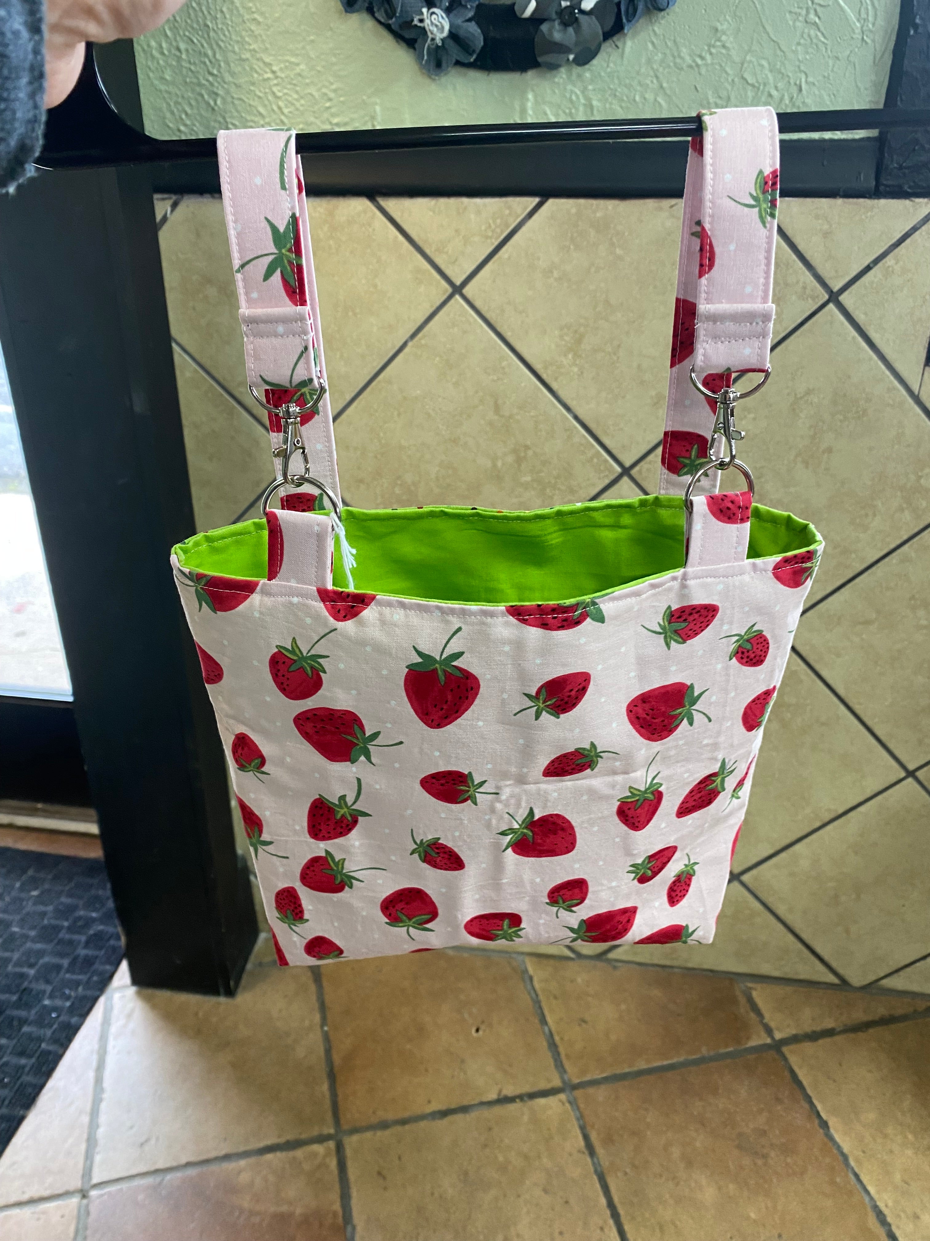 Stroller bag, strawberry print