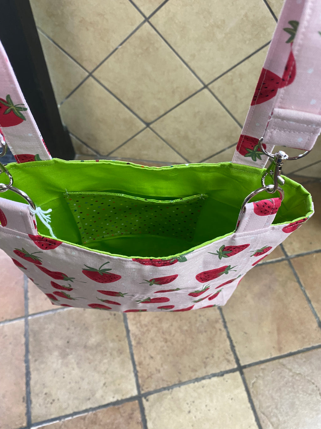 Stroller bag, strawberry print