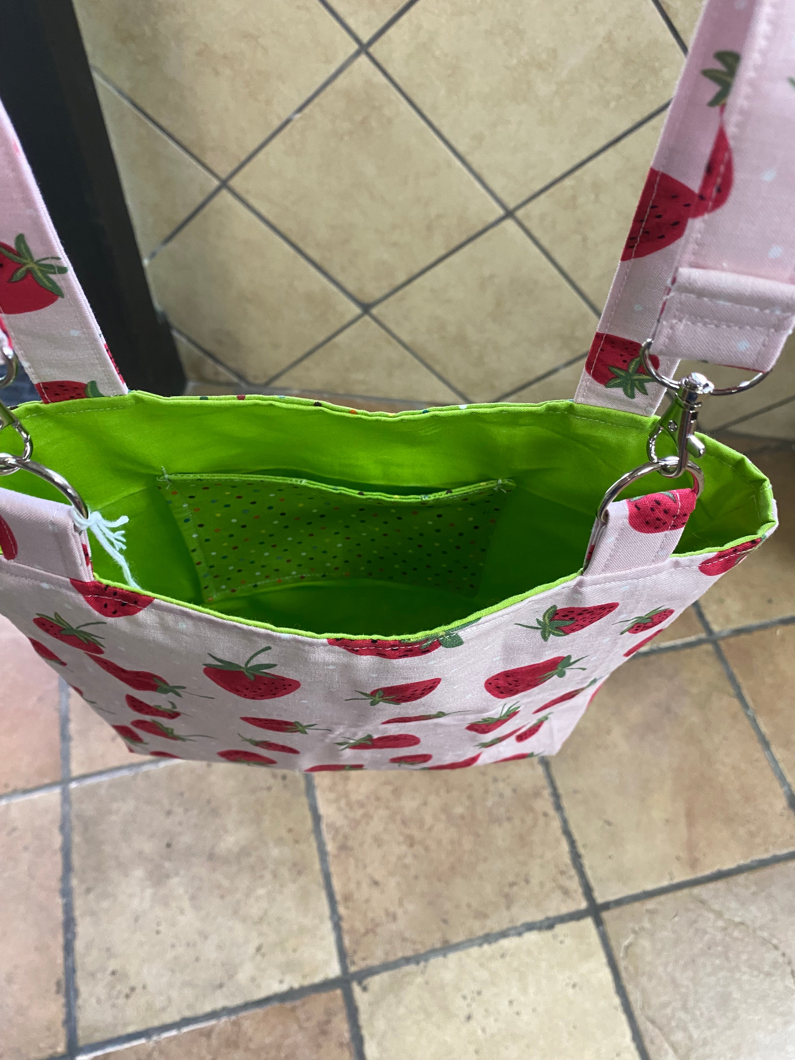 Stroller bag, strawberry print