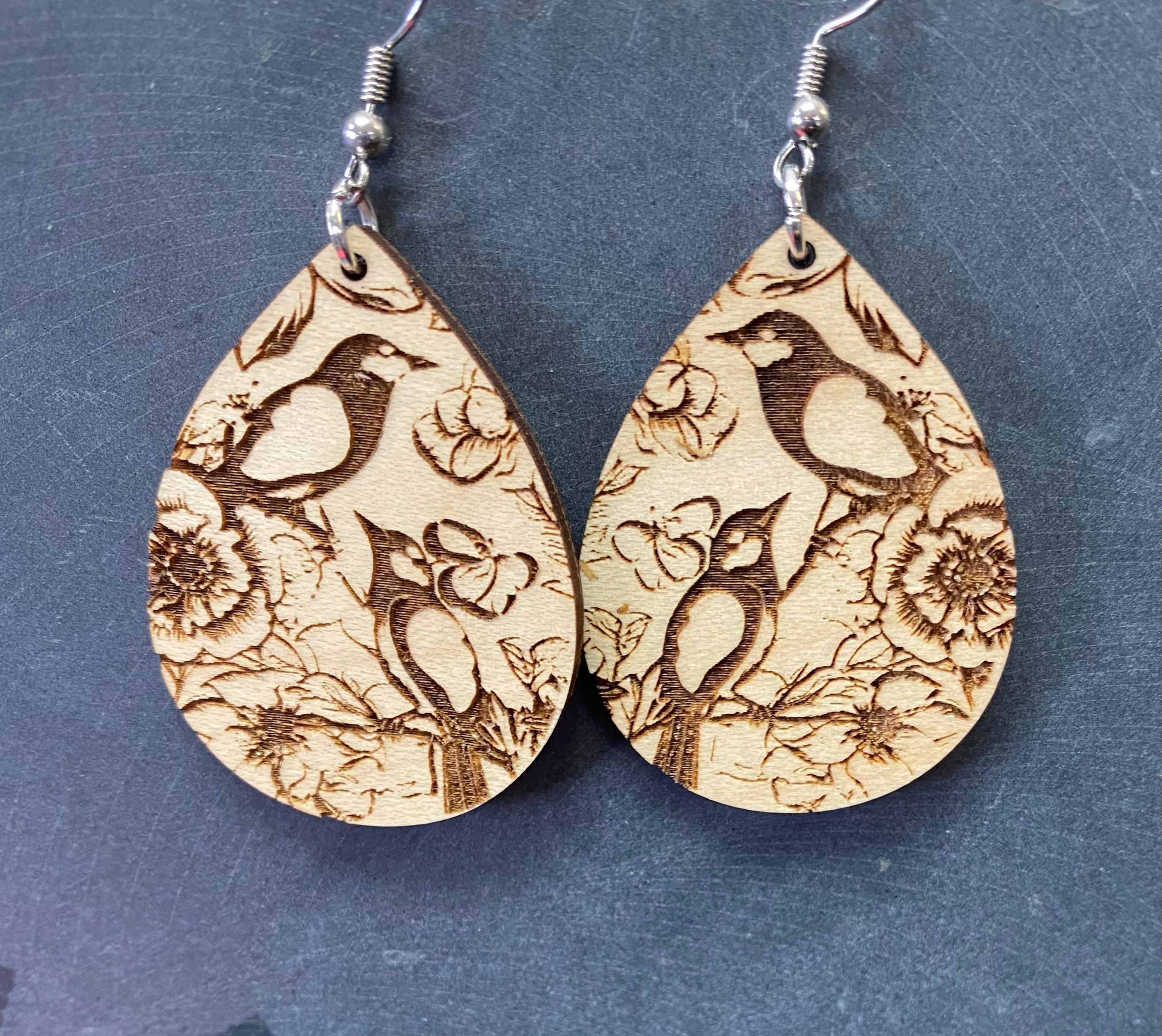 Handmade laser cut earrings (hypoallergenic) (multiple designs available)