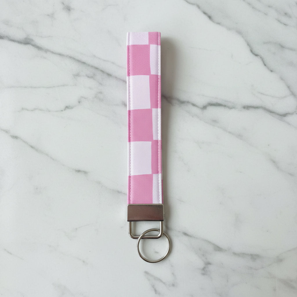 Pink Checkered- Keychain