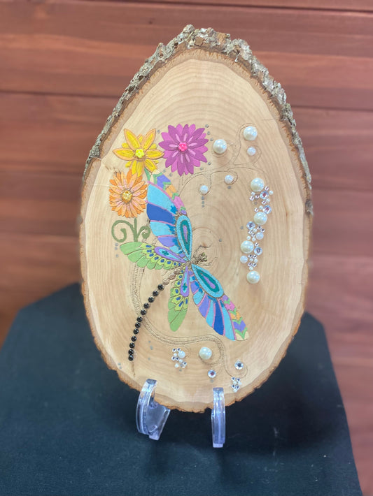Handmade wood plaque “dragonfly”