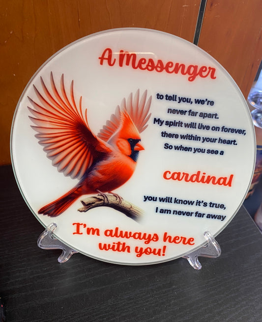 Glass cardinal plaque