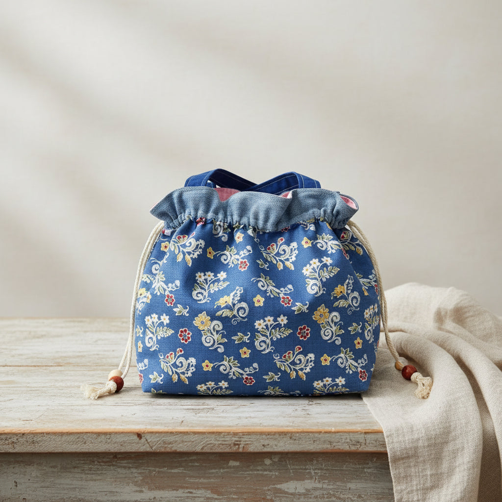 Handmade Embroidered Drawstring Purse – “Life is Good”