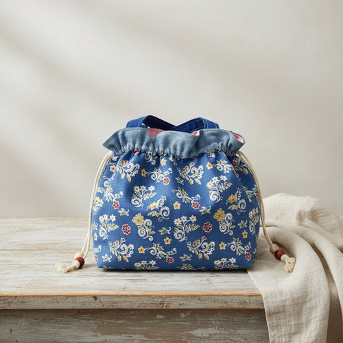 Handmade Embroidered Drawstring Purse – “Life is Good”
