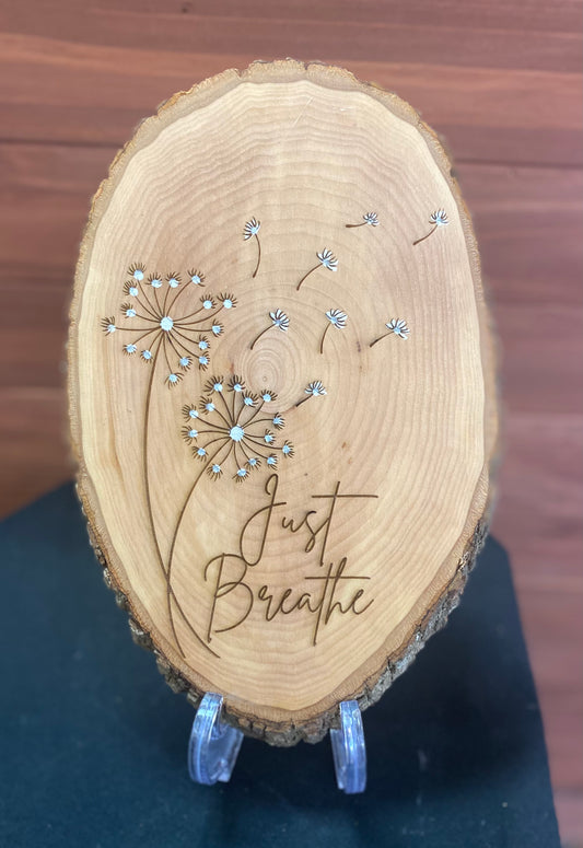 Handmade just breathe plaque
